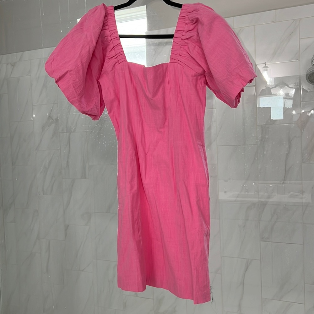 SNDYS pink puff sleeve dress